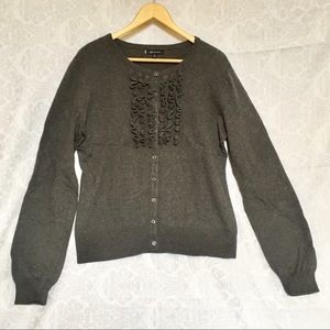 Anne Klein Grey Button Cardigan Cashmere/Cotton M